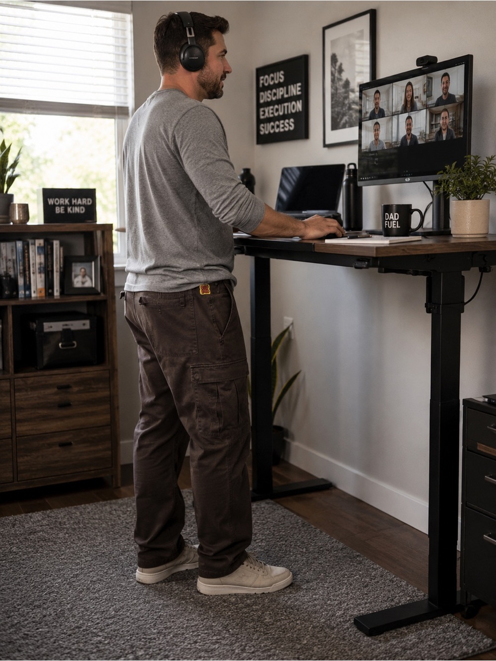 🎯 CMPURE Relaxed Fit Cargo Pants 38x29 Brown Utility Pants